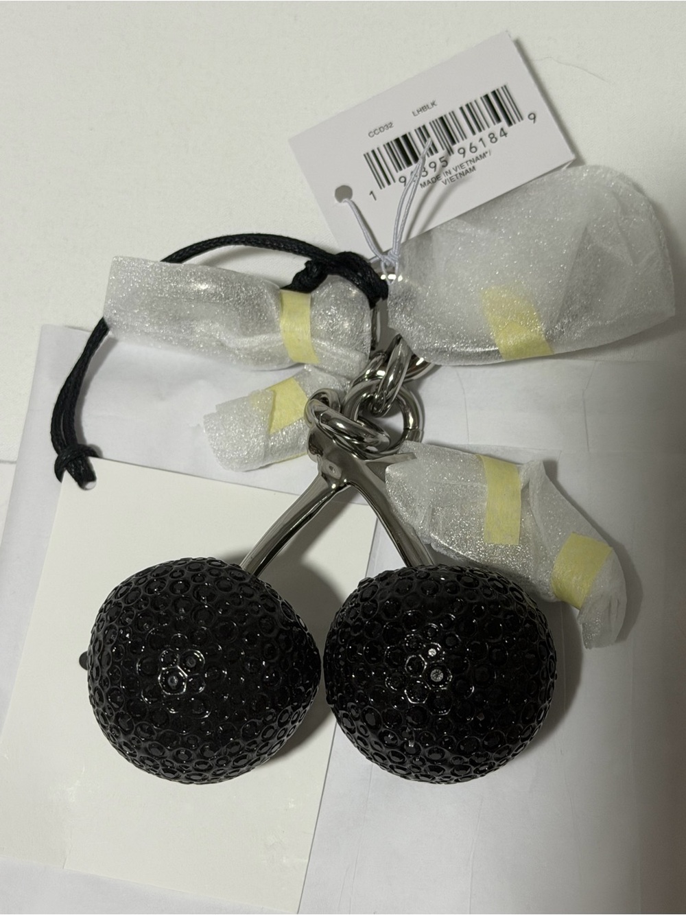 Coach Black Crystal Cherry Keyring Bag Charm